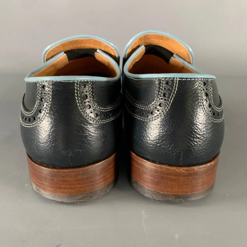 MIU MIU Size 9 Navy Light Blue Leather Spectator Loafers